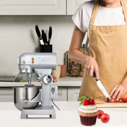 Keukenmixer - Elektrische Staande Mixer / Deegmixer - RVS Mengkom 10 L - Vermogen 450 W - Drie Snelheden - Incl. Garde, Deeghaak, Klopper - Veilig Ontwerp — thumbnail 5
