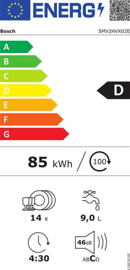 Bosch SMV2HVX02E Serie 2 - Inbouw vaatwasser - 14 couverts - D Label - 46 dB - Wi-Fi besturing — thumbnail 2