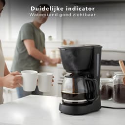 Cheqo® Koffiezetapparaat met Glazen Kan - Uitneembaar Filter - Anti-Drup Functie - Koffiezet Apparaat - Filterkoffie Machine - Warmhoudplaatje - Koffiemachine - Zwart Koffiezetapparaat - Betrouwbare Koffiemachine — thumbnail 5