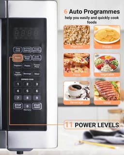 Grote Magnetron met Grill - 42 Liter Zetel met 1100W en 1400W, 11 Vermogensstanden en Automatische Menu's — thumbnail 3