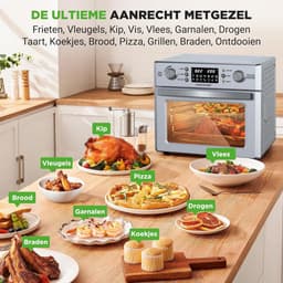 Elektrische Airfryer Oven - Heteluchtfriteuse Combi Oven - Gezond Koken - 360° Hete Lucht Circulatie - 26 Liter - Zilver — thumbnail 3