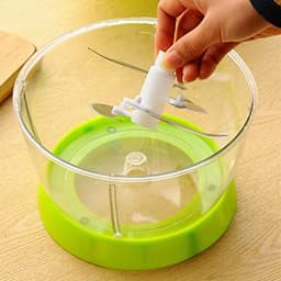 handmatige keukenmachine, multifunctionele handslinger vleesmolen voedselhakmolen met schaal compacte krachtige groentehakselaar ui dicer voor vlees, fruit, wortelen, kruiden, sla, salade (6 maanden) — thumbnail 5