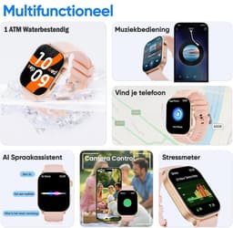 Synyq Axis GPS Smartwatch Dames en Heren - GPS 5 satellieten - Waterdicht - Belfunctie - Stappenteller - Hartslagmeter - Slaapmonitor - Multisport - Geschikt voor Android en iOS - Rose — thumbnail 4