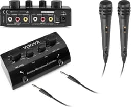 Karaoke set - Vonyx AV430B - 2x karaoke microfoon met mixer met echo effect - Maak van je stereo set een echte karaoke set! - Zwart — thumbnail 4