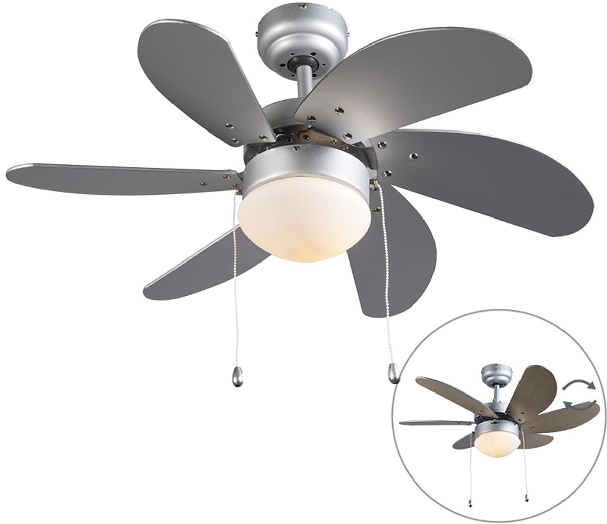 QAZQA Fresh 30 Plafondventilator met lamp - 1 lichts - 80cm - Grijs — afbeelding 1