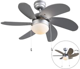 QAZQA Fresh 30 Plafondventilator met lamp - 1 lichts - 80cm - Grijs — thumbnail 1