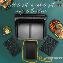 Digitale Airfryer XXL 9L Sinaopus 802 – Heteluchtfriteuse met Dubbele Mand en DualMand Onafhankelijke Snelle Opwarming – Voor Gezinnen – 10 Programma’s – Kijkvenster – Makkelijk te Reinigen – Capaciteit voor 4 Personen — thumbnail 3