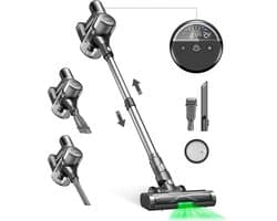 Vesla draadloze stofzuiger zonder klitten Green Eye™ technologie - krachtige elektrische bezem - 30.000 PA 450 W - 1 l - 45 minuten autonomie