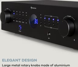 Auna Versterker, HiFi Stereo Mini Versterker, HiFi-versterker met Bass- en Treble-regelaar, 4-kanaals Audioversterker, Stereo Versterker & Luidsprekers met Afstandsbediening & AUX-ingang, AV-receiver - Amplifier - 100W - voor PA - Bluetooth MP3 — thumbnail 3