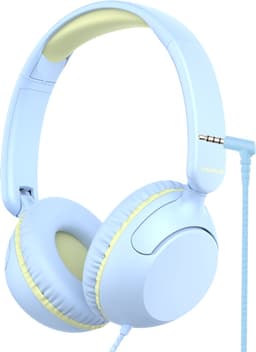 Xssive Kinder Koptelefoon met Volumebegrenzing 85dB - Koptelefoon Voor Kinderen 3-9 Jaar Met Microfoon en Kabel - Veilig Geluid - Blauw/Geel — thumbnail 1