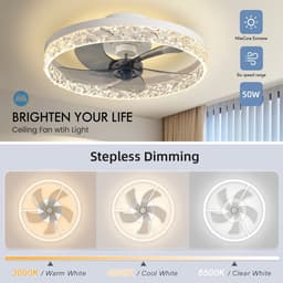 Luxe Plafondventilator - Met LED Verlichting - Dimbaar - Zwart - 50cm — thumbnail 4
