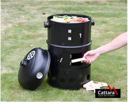 Style’n Cook houtskool barbecue 75cm – Smoker - BBQ - Grill - Rookoven - Met 3 etages en gescheiden kamers – Zwart — thumbnail 5