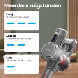 Auronic Steelstofzuiger Draadloos 220W - Draadloze Stofzuiger - HEPA Filter - Zelfstaand - Op Accu - Zonder Zak - Kruimeldief - Vacuum Cleaner - Grijs/Rood — thumbnail 5