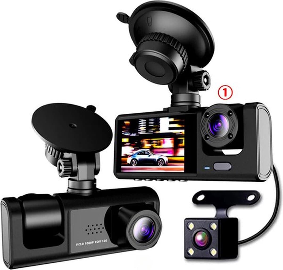 Lexium Dashcam voor auto - Dashcam - Dashcam voor auto voor en achter - Dashcam voor en achter - Dashcam voor en achter draadloos - Dual dashcam — afbeelding 1