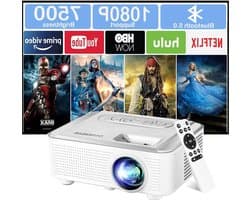 Ondersteuning 1080p Full HD 7500 lumen Mini-beamer draagbaar voor thuisbioscoop Bluetooth-compatibel met smartphone/laptop/firestick Beamer