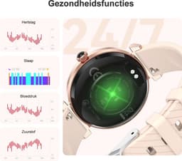 Synyq Diamond Smartwatch Dames Rosé-Goud - 39mm - AMOLED Scherm - 2 Bandjes - Horloge met Belfunctie - Bloeddrukmeter - Stappenteller - Dames Horloge -Android en iOS — thumbnail 4