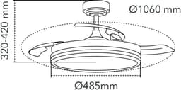 CristalRecord - Plafondventilator Supereco - doorsnede 106 cm – uitklapbare bladen – remote control – dimbaar en kleurenwissel - wit — thumbnail 5