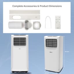 Daity Draagbare airconditioner - 7000 BTU - 3-in-1 airconditioner (koeling, ventilatie en ontvochtiging) - Uitgerust met afvoerkanaal, aansluiting, plat mondstuk en afstandsbediening — thumbnail 4
