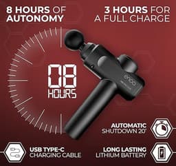 Massage Gun - Spierherstel Apparaat - Spierontspanning Na Training - 30 Intensiteitsstanden - 6 Opzetstukken - Zwart — thumbnail 5