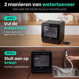 Ventux Mini Vaatwasser met Waterreservoir - 4-6 Couverts - 8 Programma's - Vrijstaande Vaatwasser - Mini Afwasmachine met UV-sterilisatie - Camping - Zwart — thumbnail 5