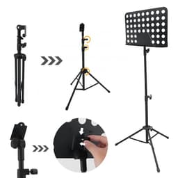 150cm Bladmuziekstandaard - Hoge Muziekstandaard Voor Bladmuziek Hoge Stabiliteit - Verstelbare Draagbare Muziekstandaard Voor Gitaar Viool Ukelele — thumbnail 4