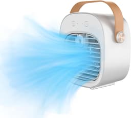 Witte Oplaadbare Mini Luchtkoeler - 4000mAh - USB Persoonlijke Airco - 3 Snelheden - Stille Verdampingskoeling - Geschikt voor Slaapkamer, Kantoor, Tent, Reizen en Binnen & Buiten — thumbnail 1