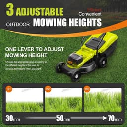 Accu Grasmaaier - Elektrische Duwmaaier - Gazon Onderhouden - 3 Maaihoogtes Instelbaar - 33 cm Maaibreedte - Groen — thumbnail 2
