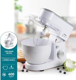 Keukenmachine - Mixer - Bakken en koken - Planetaire mengwerking - 4 liter kom - Wit zilver — thumbnail 4