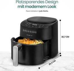 Digitale Heteluchtfriteuse - Airfryer XL - Gezond Frituren - 8 Programma's - 45 Liter - Mat Zwart — thumbnail 5