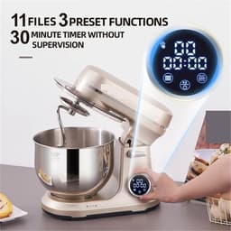 Keukenmixer - Standmixer Keukenmachine - Bakken en Koken - Planetaire Roerder - 5.5L Kom - Wit — thumbnail 2