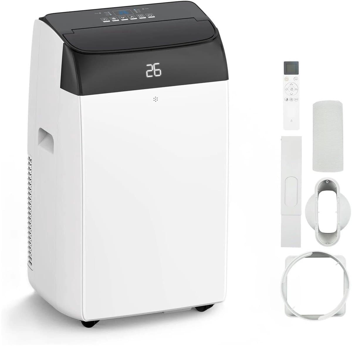 Mobiele airco 12000 BTU 4-in-1 – 45L/dag – Follow-me modus – 51 m² – Stil <53 dB – Slang inbegrepen – Zwarte deksel — afbeelding 1
