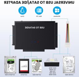 USB 3.0 IDE SATA Adapter voor 2.5 en 3.5 Inch HDD/SSD met 12V 2A Voeding, Compatibel met Windows en Mac, Snelle Gegevensoverdracht en Eenvoudige Installatie — thumbnail 3