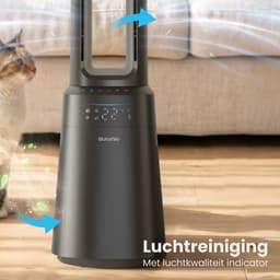 Auronic Torenventilator - Bladeless Model 2 in 1 - Luchtreiniger met HEPA-filter - Ventilator - 10 Standen - Afstandsbediening - 105 cm - Lichtgrijs — thumbnail 4