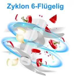 Elektrische keukenmachine van 350 ml met 6 messen voor het hakken van knoflook en vlees, oplaadbaar via USB – Wit — thumbnail 2