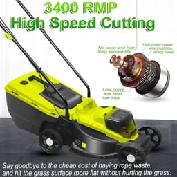 Accu grasmaaier - Elektrische maaier - Gazon onderhoud - Borstelloze motor - 45 liter opvangbak - Groen — thumbnail 2