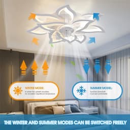 Miryx Slimme Plafondventilator met Verlichting - Plafonniere - Ventilator lamp - Met Afstandsbediening - 6 Snelheden - Moderne LED - Wit — thumbnail 3