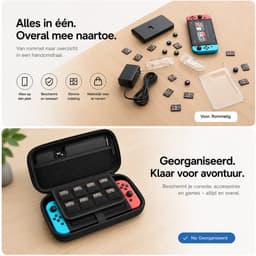 BOTC Case Geschikt voor Nintendo Switch - Hardcover Case - Beschermhoes - Opbergtas - Screenprotector - Zwart — thumbnail 2
