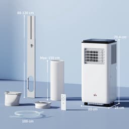 Mobiele Airco 7000 BTU 750W - 5 Modi - 2 Snelheden - LED Display - Afstandsbediening - Voor Slaapkamer En Woonkamer - 33x28x70,4 cm - 1 Stuk - Wit — thumbnail 4