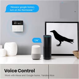 Slimme Thermostaat - Temperatuurregelaar Verwarming Controller - Energie Besparen - LCD Touchscreen - 86 x 86 mm - Zilver — thumbnail 3
