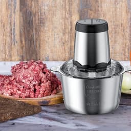 Elektrische hakmolen - Keukenmachine chopper - Snel ingrediënten snijden - Dubbellaags snijgereedschap - 3 liter - RVS — thumbnail 3