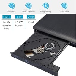 Externe DVD-speler - Dvd-brander Lezer - Films Kijken - Snelle Gegevensoverdracht - USB 3.0 - Zwart — thumbnail 2