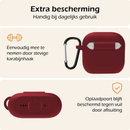 Hoesje - Geschikt voor Apple AirPods 4 - met Clip - Siliconen Hoes - Silicone Case Cover - Donkerrood — thumbnail 5