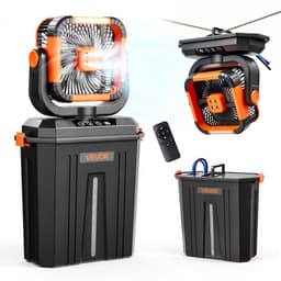 VEVOR Draadloze Campingventilator, 2400 Rpm Motor, Buitenventilator met Mistfunctie en 12l Watertank, 20000mah Batterij, 4 Snelheden & 3 Lichtstanden, Watergekoelde Mistventilator voor Kamperen, Vissen, Reizen — thumbnail 1
