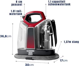 Aura® Tapijtreiniger machine - Tapijtreiniger - Tapijtreiniger apparaat - Zwart/Rood - 3cm x 25cm x 17cm — thumbnail 5