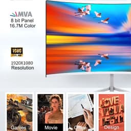 Cellista Curved Monitor 24 Inch - Gaming Monitor FHD 1080P - 75Hz Scherm - VA Display 3000R - 2ms Reactietijd - HDMI VGA - VESA - 1920×1080 — thumbnail 5