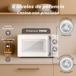 Magnetron met grill - Compacte oven - Snelle maaltijden - Veelzijdige kookopties - 20 liter inhoud - Wit — thumbnail 3