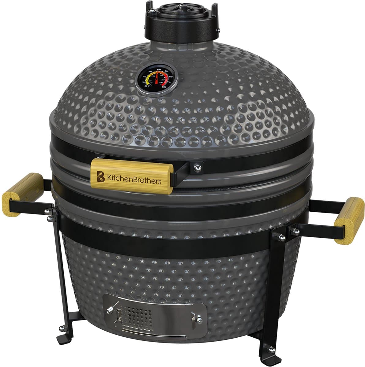 KitchenBrothers Kamado BBQ - 16 Inch Houtskool Barbecue - 34⌀ cm - PFAS-vrij - Deluxe Set - Egg BBQ met Accessoires - Vaderdag Cadeau - Grijs — afbeelding 1
