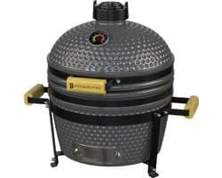 KitchenBrothers Kamado BBQ - 16 Inch Houtskool Barbecue - 34⌀ cm - PFAS-vrij - Deluxe Set - Egg BBQ met Accessoires - Vaderdag Cadeau - Grijs