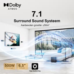 ULTIMEA Poseidon D80 Boom - 7.1 Dolby Atmos Soundbar - Draadloze Subwoofer & Surround Speakers - Home Cinema - HDMI eARC - Soundbar voor tv - Zwart — thumbnail 3