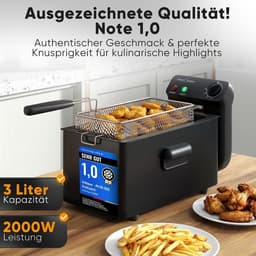 Friteuse met Koude Zone en Mandje - 3 Liter Inhoud - 2000W - Vaatwasserbestendige Onderdelen — thumbnail 4